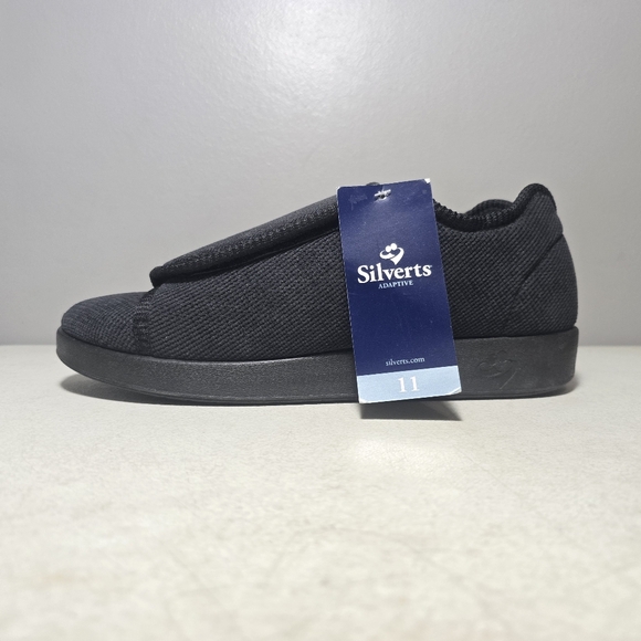 NEW Silverts Adaptive Slippers Diabetic Easy On Black Adjustable Womens 11 Men 9 - Picture 5 of 14